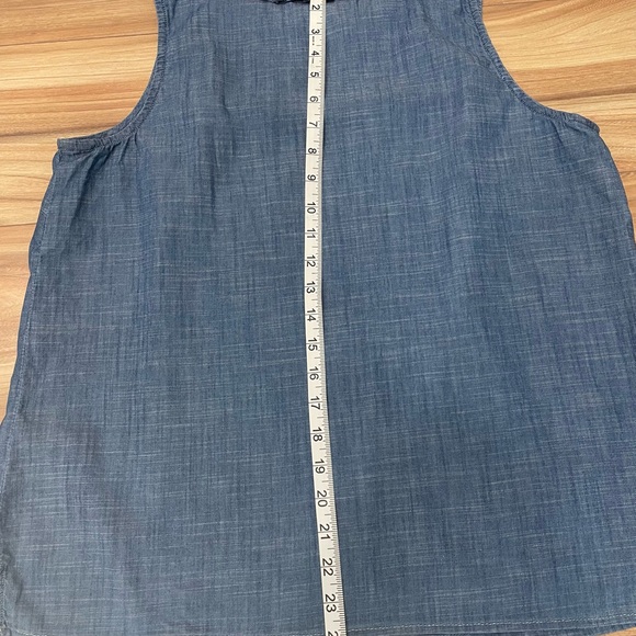 Talbots Ruffle Trim Shell Denim Slub - Picture 4 of 7